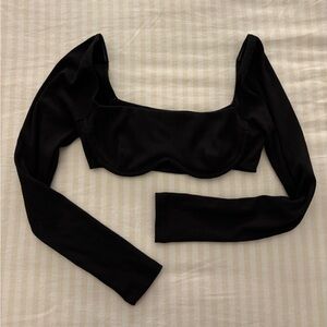 Princess Polly Black Ribbed Top